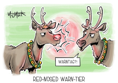 Cartoon: Red-Nosed Warn-Tier (medium) by Mirco Tomicek tagged probealarm,probe,alarm,warntag,warnung,warnen,frühwarnsystem,warnsystem,handys,handy,smartphone,nachricht,red,nosed,reindeer,weihnachten,cartoon,karikatur,pressekarikatur,mirco,tomicek,probealarm,probe,alarm,warntag,warnung,warnen,frühwarnsystem,warnsystem,handys,handy,smartphone,nachricht,red,nosed,reindeer,weihnachten,cartoon,karikatur,pressekarikatur,mirco,tomicek