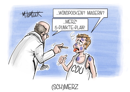 Cartoon: Sch-Merz (medium) by Mirco Tomicek tagged friedrich,merz,cdu,union,sofortprogramm,fünf,punkte,plan,migration,migrationspolitik,asylpolitik,asyl,asylrecht,afd,alternative,für,deutschland,wahl,wahlen,wahlprogramm,wahlkampf,karikatur,pressekarikatur,cartoon,mirco,tomicek,friedrich,merz,cdu,union,sofortprogramm,fünf,punkte,plan,migration,migrationspolitik,asylpolitik,asyl,asylrecht,afd,alternative,für,deutschland,wahl,wahlen,wahlprogramm,wahlkampf,karikatur,pressekarikatur,cartoon,mirco,tomicek