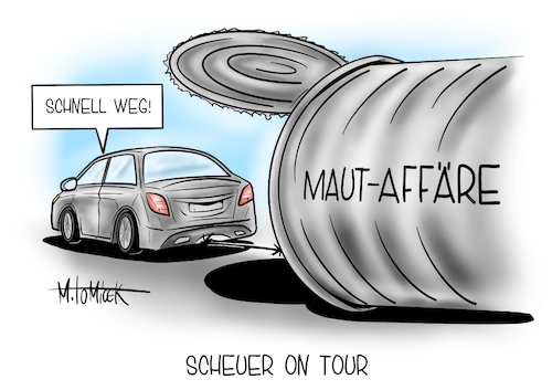 Cartoon: Scheuer on Tour (medium) by Mirco Tomicek tagged maut,affäre,verkehrsminister,andreas,scheuer,vorwürfe,untersuchungsausschuss,pkw,erdrückend,lügen,bundestag,untersuchung,zeuge,csu,europäische,gerichtshof,eugh,pläne,mautaffäre,auto,fahrzeug,haushaltsrecht,vergaberecht,cartoon,karikatur,pressekarikatur,mirco,tomicek,maut,affäre,verkehrsminister,andreas,scheuer,vorwürfe,untersuchungsausschuss,pkw,erdrückend,lügen,bundestag,untersuchung,zeuge,csu,europäische,gerichtshof,eugh,pläne,mautaffäre,auto,fahrzeug,haushaltsrecht,vergaberecht,cartoon,karikatur,pressekarikatur,mirco,tomicek