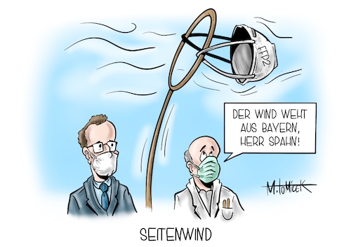 Cartoon: Seitenwind (medium) by Mirco Tomicek tagged beratung,angela,merkel,länderchefs,länder,land,jens,spahn,gesundheit,ausgangssperren,sperre,homeoffice,office,home,heimarbeit,arbeiten,zu,hause,homeschooling,ffp2,maskenpflicht,maske,masken,handel,nahverkehr,einzelhanel,diskussion,corona,covid19,virus,mutation,mutiert,virusmutation,lockdown,shutdown,verlängerung,verschärfung,verschärfungen,kontaktverschärfung,cartoon,karikatur,pressekarikatur,mirco,tomicek,beratung,angela,merkel,länderchefs,länder,land,jens,spahn,gesundheit,ausgangssperren,sperre,homeoffice,office,home,heimarbeit,arbeiten,zu,hause,homeschooling,ffp2,maskenpflicht,maske,masken,handel,nahverkehr,einzelhanel,diskussion,corona,covid19,virus,mutation,mutiert,virusmutation,lockdown,shutdown,verlängerung,verschärfung,verschärfungen,kontaktverschärfung,cartoon,karikatur,pressekarikatur,mirco,tomicek