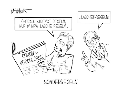 Cartoon: Sonderregln (medium) by Mirco Tomicek tagged armin,laschet,wortbruch,spd,corona,beschlüsse,schutzverordnung,verordnungen,schutz,vereinbarung,nrw,bund,länder,bundesland,bundesländer,maßnahmen,lockdown,shutdown,regel,regeln,maßnahme,verschärfungen,verschärfung,kontaktbeschränkungen,beschränkung,kontakte,15km,umkreis,wohnort,tagesausflug,nordrhein,westfalen,cartoon,karikatur,pressekarikatur,mirco,tomicek,armin,laschet,wortbruch,spd,corona,beschlüsse,schutzverordnung,verordnungen,schutz,vereinbarung,nrw,bund,länder,bundesland,bundesländer,maßnahmen,lockdown,shutdown,regel,regeln,maßnahme,verschärfungen,verschärfung,kontaktbeschränkungen,beschränkung,kontakte,15km,umkreis,wohnort,tagesausflug,nordrhein,westfalen,cartoon,karikatur,pressekarikatur,mirco,tomicek