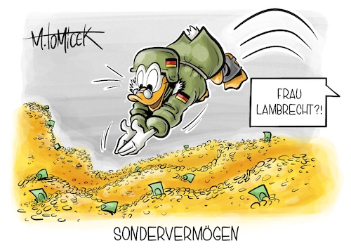 Cartoon: Sondervermögen (medium) by Mirco Tomicek tagged sondervermögen,vermögen,sonderfond,sonderfonds,bundeswehr,militär,soldaten,union,cdu,csu,koalition,ampel,ampelkoalition,spd,fdp,grüne,100,milliarden,euro,ausstattung,lambrecht,ducktales,onkel,dagobert,duck,entenhausen,disney,karikatur,pressekarikatur,cartoon,mirco,tomicek,sondervermögen,vermögen,sonderfond,sonderfonds,bundeswehr,militär,soldaten,union,cdu,csu,koalition,ampel,ampelkoalition,spd,fdp,grüne,100,milliarden,euro,ausstattung,lambrecht,ducktales,onkel,dagobert,duck,entenhausen,disney,karikatur,pressekarikatur,cartoon,mirco,tomicek