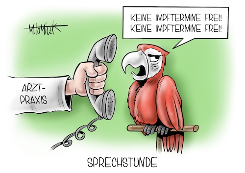 Cartoon: Sprechstunde (medium) by Mirco Tomicek tagged priorisierung,impfpriorisierung,impfungen,impfung,impfstoff,impftermine,termine,impfangebot,impftermin,vakazin,angebot,nachfrage,arzt,arztpraxis,praxis,impfzentrum,impfreihenfolge,reihenfolge,ärzte,arzthelfer,corona,geimpft,papagei,tiere,cartoon,karikatur,pressekarikatur,mirco,tomicek,priorisierung,impfpriorisierung,impfungen,impfung,impfstoff,impftermine,termine,impfangebot,impftermin,vakazin,angebot,nachfrage,arzt,arztpraxis,praxis,impfzentrum,impfreihenfolge,reihenfolge,ärzte,arzthelfer,corona,geimpft,papagei,tiere,cartoon,karikatur,pressekarikatur,mirco,tomicek