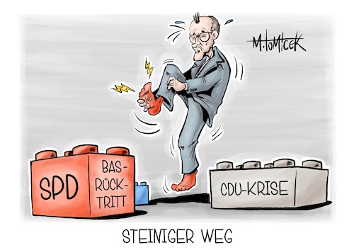 Cartoon: Steiniger Weg (medium) by Mirco Tomicek tagged merz,cdu,union,koalition,krise,spd,bärbel,bas,rücktritt,rückzug,ämtern,arbeitsministern,ministerin,nachfolge,karikatur,cartoon,pressekarikatur,mirco,tomicek,merz,cdu,union,koalition,krise,spd,bärbel,bas,rücktritt,rückzug,ämtern,arbeitsministern,ministerin,nachfolge,karikatur,cartoon,pressekarikatur,mirco,tomicek