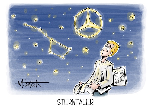 Cartoon: Sterntaler (medium) by Mirco Tomicek tagged eugh,europäische,gerichtshof,urteil,dieselskandal,diesel,dieselklagen,recht,klage,klagen,kläger,auto,käufer,schadenersatz,schaden,abgase,abgas,mercedes,thermofenster,sterntaler,cartoon,karikatur,pressekarikatur,mirco,tomicek,eugh,europäische,gerichtshof,urteil,dieselskandal,diesel,dieselklagen,recht,klage,klagen,kläger,auto,käufer,schadenersatz,schaden,abgase,abgas,mercedes,thermofenster,sterntaler,cartoon,karikatur,pressekarikatur,mirco,tomicek