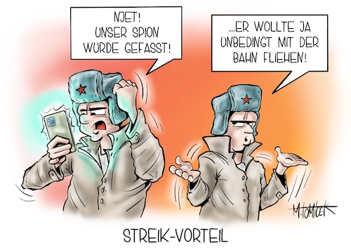 Cartoon: Streik-Vorteil (medium) by Mirco Tomicek tagged spion,spionage,russland,russisch,mitarbeiter,britischer,botschaft,berlin,festgenommen,gefasst,briten,england,potsdam,bahn,bahnstreik,zug,lok,lokführer,lokführerstreik,streik,streiks,geld,geheimnisse,weitergegeben,cartoon,karikatur,pressekarikatur,mirco,tomicek,spion,spionage,russland,russisch,mitarbeiter,britischer,botschaft,berlin,festgenommen,gefasst,briten,england,potsdam,bahn,bahnstreik,zug,lok,lokführer,lokführerstreik,streik,streiks,geld,geheimnisse,weitergegeben,cartoon,karikatur,pressekarikatur,mirco,tomicek