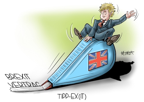 Cartoon: Tipp Ex-it (medium) by Mirco Tomicek tagged brexit,london,boris,johnson,streichen,vertrag,eu,europa,briten,england,exit,no,deal,änderung,handel,handelsabkommen,handelsgespräch,cartoon,karikatur,mirco,tomicek,brexit,london,boris,johnson,streichen,vertrag,eu,europa,briten,england,exit,no,deal,änderung,handel,handelsabkommen,handelsgespräch,cartoon,karikatur,mirco,tomicek