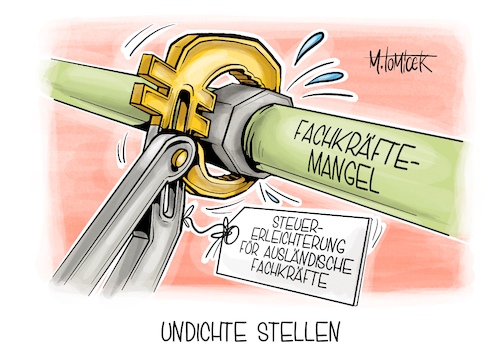 Cartoon: Undichte Stellen (medium) by Mirco Tomicek tagged ampel,koalition,regierung,lindner,fachkräfte,fachkräftemangel,mangel,stellen,arbeit,steue,steueranreiz,ausland,steuererleichterung,arbeitgeber,arbeiten,cartoon,karikatur,pressekarikatur,mirco,tomicek,ampel,koalition,regierung,lindner,fachkräfte,fachkräftemangel,mangel,stellen,arbeit,steue,steueranreiz,ausland,steuererleichterung,arbeitgeber,arbeiten,cartoon,karikatur,pressekarikatur,mirco,tomicek