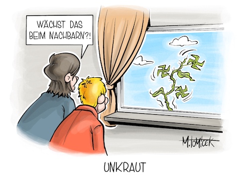 Cartoon: Unkraut (medium) by Mirco Tomicek tagged rechtsextremismus,rechtsextrem,skandal,skandale,rechte,parolen,rassismuss,vorfälle,rassistisch,syle,schützenfest,nazis,skandalvideo,karikatur,pressekarikatur,cartoon,mirco,tomicek,rechtsextremismus,rechtsextrem,skandal,skandale,rechte,parolen,rassismuss,vorfälle,rassistisch,syle,schützenfest,nazis,skandalvideo,karikatur,pressekarikatur,cartoon,mirco,tomicek