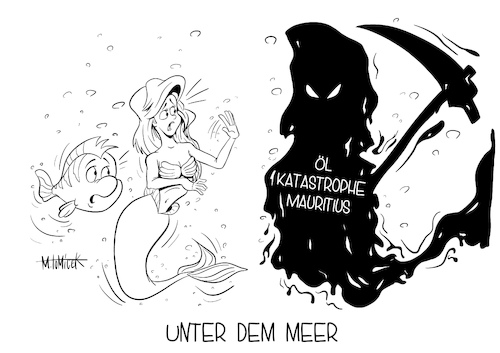 Cartoon: Unter dem Meer (medium) by Mirco Tomicek tagged öl,frachter,katastrophe,ölkatastrophe,mauritius,meer,see,umwelt,natur,naturschutz,ölteppich,teppich,wakashio,naturschutzgebiet,tiere,tierwelt,zerstörung,naturkatastrophe,meeresökologie,ökologie,umweltkatastrophe,japan,insel,disney,ariel,meerjungfrau,fische,cartoon,karikatur,mirco,tomicek,öl,frachter,katastrophe,ölkatastrophe,mauritius,meer,see,umwelt,natur,naturschutz,ölteppich,teppich,wakashio,naturschutzgebiet,tiere,tierwelt,zerstörung,naturkatastrophe,meeresökologie,ökologie,umweltkatastrophe,japan,insel,disney,ariel,meerjungfrau,fische,cartoon,karikatur,mirco,tomicek