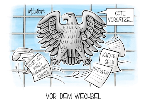 Cartoon: Vor dem Wechsel (medium) by Mirco Tomicek tagged neuwahlen,neuwahl,wahlen,wahl,bundestag,wechsel,neujahr,neue,regierung,kindergeld,geld,finanzen,schutz,bundesverfassungsgericht,bverfg,gericht,verfassungsgericht,steuern,gute,vorsätze,karikatur,pressekarikatur,cartoon,mirco,tomicek,neuwahlen,neuwahl,wahlen,wahl,bundestag,wechsel,neujahr,neue,regierung,kindergeld,geld,finanzen,schutz,bundesverfassungsgericht,bverfg,gericht,verfassungsgericht,steuern,gute,vorsätze,karikatur,pressekarikatur,cartoon,mirco,tomicek