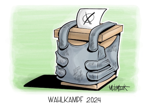 Cartoon: Wahlkampf 2024 (medium) by Mirco Tomicek tagged attacken,gewalt,überfall,politiker,politik,wahlkamp,wahlkämpfer,wahlplakate,übergriffe,europawahl,gewaltbereit,karikatur,pressekarikatur,cartoon,mirco,tomicek,attacken,gewalt,überfall,politiker,politik,wahlkamp,wahlkämpfer,wahlplakate,übergriffe,europawahl,gewaltbereit,karikatur,pressekarikatur,cartoon,mirco,tomicek