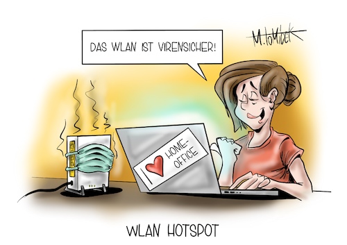 Cartoon: Wlan Hotspot (medium) by Mirco Tomicek tagged corona,krise,covid19,pandemie,home,office,homeoffice,digital,kriminelle,deutschland,it,sicherheitsbehörde,hacker,trojaner,viren,virus,computervirus,antivirus,mundschutz,mundnasenschutz,maske,zuhause,arbeit,arbeiten,arbeitsplatz,sicherheit,online,pc,computer,haus,router,wlan,netz,5g,netzausbau,netzsicherheit,security,cartoon,karikatur,pressekarikatur,mirco,tomicek,corona,krise,covid19,pandemie,home,office,homeoffice,digital,kriminelle,deutschland,it,sicherheitsbehörde,hacker,trojaner,viren,virus,computervirus,antivirus,mundschutz,mundnasenschutz,maske,zuhause,arbeit,arbeiten,arbeitsplatz,sicherheit,online,pc,computer,haus,router,wlan,netz,5g,netzausbau,netzsicherheit,security,cartoon,karikatur,pressekarikatur,mirco,tomicek