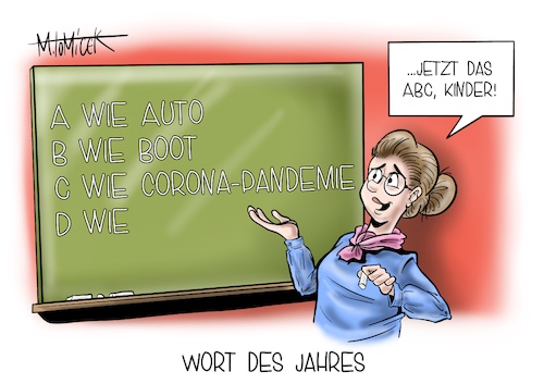 Cartoon: Wort des Jahres (medium) by Mirco Tomicek tagged corona,pandemie,wort,des,jahres,2020,covid19,maßnahmen,kontaktbeschränkungen,beschränkung,schule,schüler,lehrer,lehrerinnen,schülerinnen,tafel,abc,coronavirus,virus,lockdown,shutdown,homeschooling,homeoffice,präsensunterricht,unterricht,impfung,mirco,tomicek,pressekarikatur,karikatur,cartoon,corona,pandemie,wort,des,jahres,2020,covid19,maßnahmen,kontaktbeschränkungen,beschränkung,schule,schüler,lehrer,lehrerinnen,schülerinnen,tafel,abc,coronavirus,virus,lockdown,shutdown,homeschooling,homeoffice,präsensunterricht,unterricht,impfung,mirco,tomicek,pressekarikatur,karikatur,cartoon