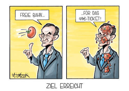 Cartoon: Ziel erreicht (medium) by Mirco Tomicek tagged 49,euro,ticket,tickets,öpnv,zug,bahn,bus,busse,züge,verkehr,umwelt,umweltschutz,ziele,volker,wissing,treibhausgase,cartoon,karikatur,pressekarikatur,mirco,tomicek,49,euro,ticket,tickets,öpnv,zug,bahn,bus,busse,züge,verkehr,umwelt,umweltschutz,ziele,volker,wissing,treibhausgase,cartoon,karikatur,pressekarikatur,mirco,tomicek