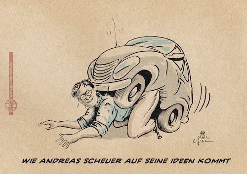 Cartoon: Autohaus Scheuer (medium) by Guido Kuehn tagged scheuer,auto,lobby,diesel,scheuer,auto,lobby,diesel
