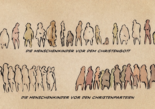 Cartoon: Christpolitische Perspektie (medium) by Guido Kuehn tagged cdu,csu,afd,union,rassismuss,ausländerdebatte,ausgrenzung,cdu,csu,afd,union,rassismuss,ausländerdebatte,ausgrenzung