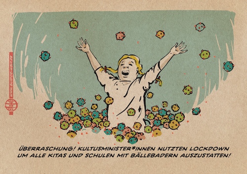 Cartoon: Corona Bällebäder (medium) by Guido Kuehn tagged corna,covid,schule,kita,nrw,corna,covid,schule,kita,nrw
