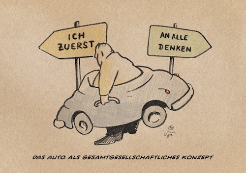 Cartoon: Das Auto als Konzept (medium) by Guido Kuehn tagged mobilitätswende,pkw,autos,umwelt,energie,zukunft,klima,mobilitätswende,pkw,autos,umwelt,energie,zukunft,klima