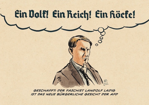 Cartoon: Das neue bürgerliche Gesicht (medium) by Guido Kuehn tagged afd,meuthen,höcke,afd,meuthen,höcke