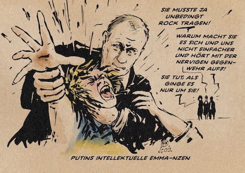 Cartoon: Emma-nzen (medium) by Guido Kuehn tagged krieg,ukraine,emma,alice,schwarzer,offener,brief,putin,frieden,atomkrieg,krieg,ukraine,emma,alice,schwarzer,offener,brief,putin,frieden,atomkrieg