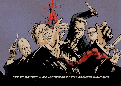 Cartoon: et tu brute! (medium) by Guido Kuehn tagged laschet,cdu,union,wahl,btw2021,laschet,cdu,union,wahl,btw2021