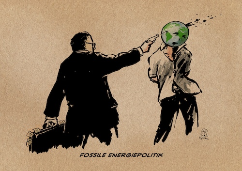 Cartoon: Fossile Energiepolitik (medium) by Guido Kuehn tagged klima,klimakatastrophe,umwelt,fossile,energie,erde,lebensraum,klima,klimakatastrophe,umwelt,fossile,energie,erde,lebensraum