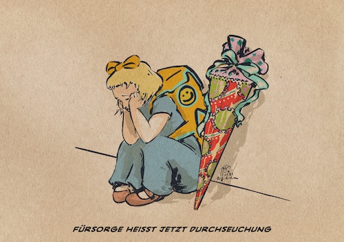 Cartoon: Fröhlichen 1. Einseuchungstag (medium) by Guido Kuehn tagged corona,schule,schulen,covid,kultusminister,filter,impfen,lüften,corona,schule,schulen,covid,kultusminister,filter,impfen,lüften