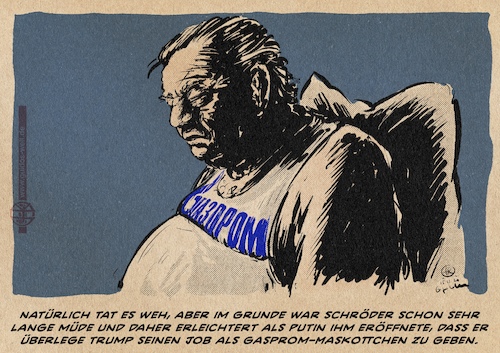 Cartoon: Gerd ist müde (medium) by Guido Kuehn tagged schröder,putin,trump,gazprom,schröder,putin,trump,gazprom