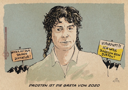 Cartoon: Greta 2020 (medium) by Guido Kuehn tagged corona,drosten,greta,rki,robert,koch,institut,covid,corona,drosten,greta,rki,robert,koch,institut,covid