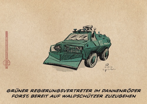 Cartoon: Grüner Regierungsvertreter (medium) by Guido Kuehn tagged dannenröder,forst,herrenwald,hessen,autobahn,al,wazir,dannenröder,forst,herrenwald,hessen,autobahn,al,wazir