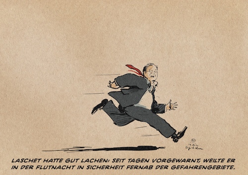 Cartoon: In Sicherheit gebracht (medium) by Guido Kuehn tagged laschet,flut,nrw,union,btw2021,laschet,flut,nrw,union,btw2021