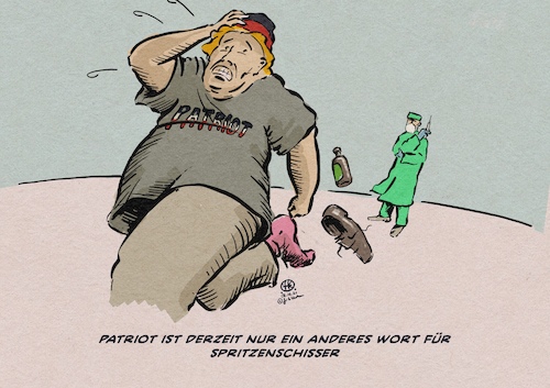 Cartoon: Patrioten (medium) by Guido Kuehn tagged freiberg,sachsen,patrioten,impfen,corona,covid,pandemie,lockdown,freiberg,sachsen,patrioten,impfen,corona,covid,pandemie,lockdown