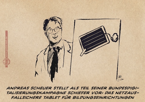 Cartoon: Scheuer digitalisiert Deutschlan (medium) by Guido Kuehn tagged scheuer,digitalisierung,netzausbau,bmvi,scheuer,digitalisierung,netzausbau,bmvi