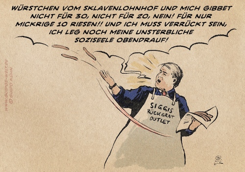 Cartoon: Siggis Würstchenberatung (medium) by Guido Kuehn tagged gabriel,tönnies,berater,gabriel,tönnies,berater