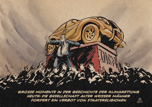 Cartoon: Verbot von Staatsreligionen (medium) by Guido Kuehn tagged union,insm,cdu,laschet,baebock,auto,union,insm,cdu,laschet,baebock,auto