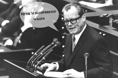 Cartoon: Mehr Schizophrenie wagen (medium) by poleev tagged schizophrenie,schizophrenia,germany,deutschland,demokratie,democracy