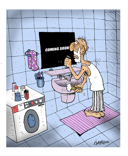 Cartoon: Oldy (medium) by ismailozmen tagged cinema,shave,bath,old,mirror,death,life