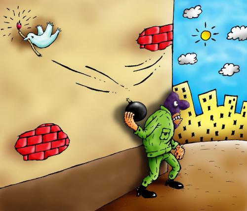 Cartoon: Terror (medium) by Sergey Ermilov tagged terror,terrorist,bomb,white,dove,peace