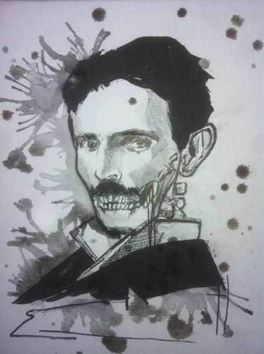 Cartoon: Zombie Tesla (medium) by joellestoret tagged indirect,current,science,engineering,nikolai,tesla,zombie