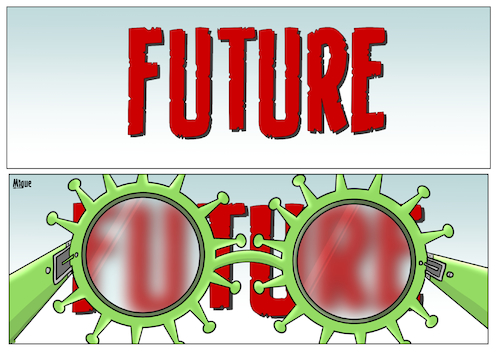 Cartoon: Future (medium) by miguelmorales tagged coronavirus,blurred,future,uncertain,covid19,futuro,incierto,borroso