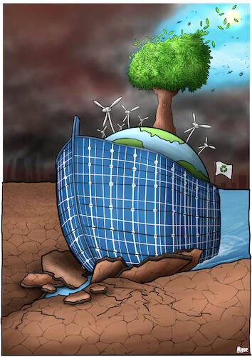 Cartoon: Green future (medium) by miguelmorales tagged green,future,transportation,mobility,climate,change,global,warming,green,future,transportation,mobility,climate,change,global,warming