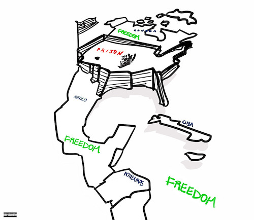 Cartoon: We need a new Map (medium) by nerosunero tagged trump,mexico,wall