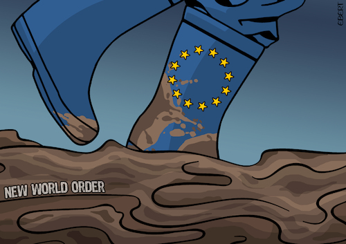 Cartoon: Europe and New World Order (medium) by Enrico Bertuccioli tagged europe,world,newworldorder,globalcrises,future,war,worldwar,cooperation,partnership,strategicpartnership,collaboration,political,politicalcartoons,editorialcartoon,europe,world,newworldorder,globalcrises,future,war,worldwar,cooperation,partnership,strategicpartnership,collaboration,political,politicalcartoons,editorialcartoon