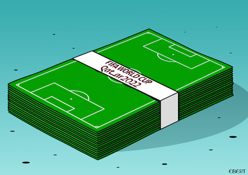 Cartoon: Football business (medium) by Enrico Bertuccioli tagged football,footballbusiness,qatar2022,fifaworldcup,worldcup,political,money,economy,exploitation,immigrantworkers,authoritarianism,freedom,humanrights,fifa,global,freedomofspeech,freedomofthought,football,footballbusiness,qatar2022,fifaworldcup,worldcup,political,money,economy,exploitation,immigrantworkers,authoritarianism,freedom,humanrights,fifa,global,freedomofspeech,freedomofthought