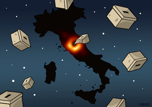 Cartoon: The italian political Black Hole (medium) by Enrico Bertuccioli tagged iitaly,italian,political,elections,crisis,politicalcrisis,government,parliament,parties,democracy,populism,politicalagenda,future,voters,iitaly,italian,political,elections,crisis,politicalcrisis,government,parliament,parties,democracy,populism,politicalagenda,future,voters