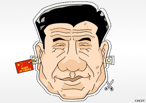 Cartoon: The mask of power (medium) by Enrico Bertuccioli tagged xijinping,china,communistparty,congress,political,authoritarianism,power,control,government,leadership,democracy,xijinping,china,communistparty,congress,political,authoritarianism,power,control,government,leadership,democracy