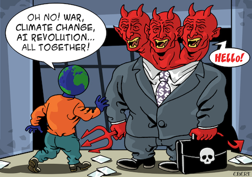 Cartoon: The three-headed Devil (medium) by Enrico Bertuccioli tagged misfortunes,devil,evil,climatechange,globalwarming,war,worldwar,ai,artificialintelligence,airevolution,technology,technologicalrevolution,weapon,environment,evironmentalcrisis,humanity,wildlife,humanbeings,destruction,devastation,planetearth,earth,politicalcartoon,politicalcartoons,editorialcartoon,editorialcartoons,misfortunes,devil,evil,climatechange,globalwarming,war,worldwar,ai,artificialintelligence,airevolution,technology,technologicalrevolution,weapon,environment,evironmentalcrisis,humanity,wildlife,humanbeings,destruction,devastation,planetearth,earth,politicalcartoon,politicalcartoons,editorialcartoon,editorialcartoons