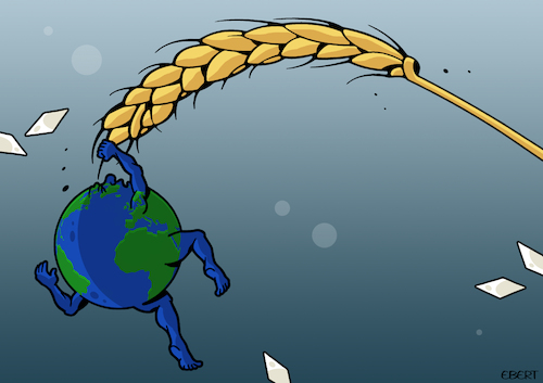 Cartoon: Wheat crises (medium) by Enrico Bertuccioli tagged wheat,crisis,food,famine,ukraine,russia,war,government,global,world,planet,business,money,markets,speculation,shortage,export,inflation,supply,import,blockade,wheat,crisis,food,famine,ukraine,russia,war,government,global,world,planet,business,money,markets,speculation,shortage,export,inflation,supply,import,blockade