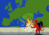 Cartoon: Lucifer is burning Europe (small) by Enrico Bertuccioli tagged lucifer,europe,fire,climate,climatechange,heatwave,wildfire,world,global,crisis,political,exploitation,energy,nature,wildlife,forest,arson,profit,protection,prevention,safety,society,people,care,civilization,environment,behaviour